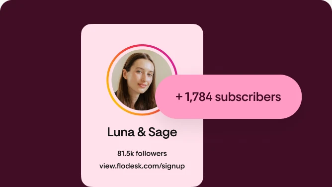 A link in bio page that gained 1,784 subscribers